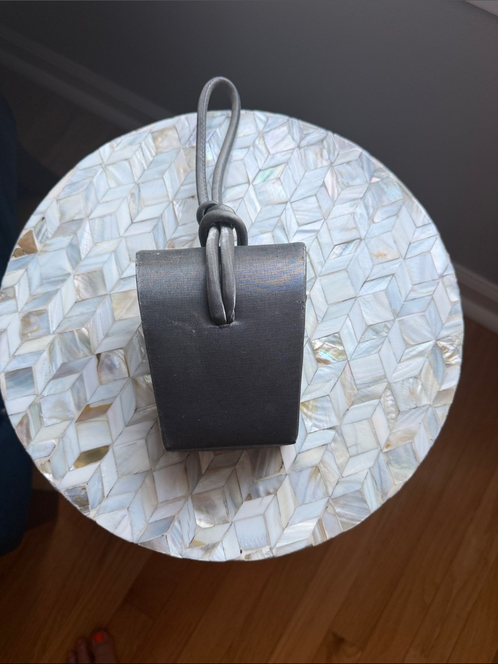 Minimalist Gray Leather Wristlet Strap